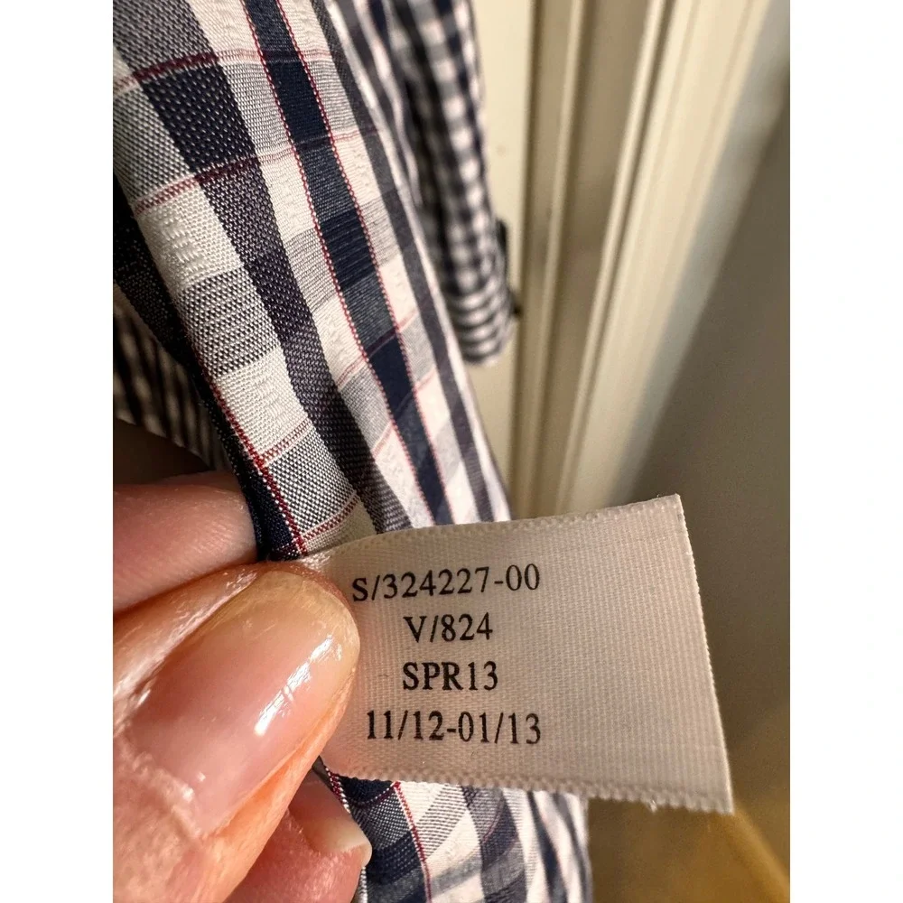Banana Republic Non-Iron Slim Fit Dress Shirts Large Blue & Black Gingham Bundle